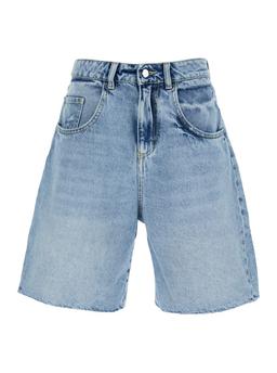 Icon Denim Blue Bermuda Pants With Logo Patch On The Rear In Denim Woman