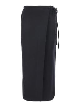 Dunst Black Skirt With Side Closure With Laces In Fabric Woman