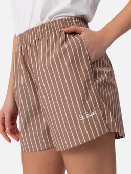 MC2 Saint Barth Woman Cotton Striped Pull Up Shorts Meave