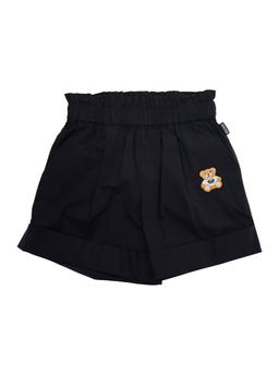 Moschino Black Shorts With Teddy Bear Motif On The Front In Cotton And Tech Fabric Girl