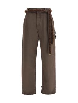 DARKPARK Lisa Fur Belt Adorned Loose Fit Carpenter Pants