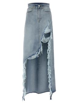 VETEMENTS destroyed Denim Maxi Skirt Skirt