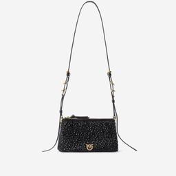 Pinko Mini Double Bag Shoulder Bag With Full Rhinestones