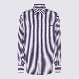 Brunello Cucinelli White And Blue Cotton Shirt
