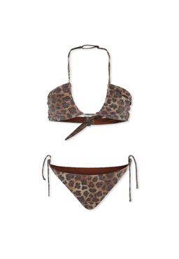 MC2 Saint Barth Brown Bikini For Girl With Animalier Print