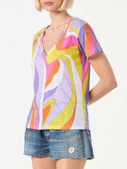 MC2 Saint Barth Woman Linen T-shirt With Wave Print
