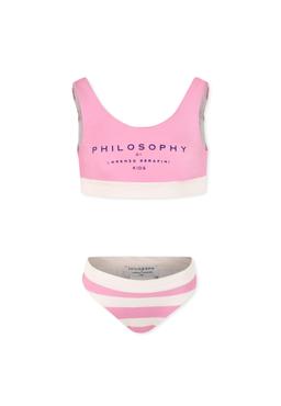 Philosophy di Lorenzo Serafini Kids Pink Bikini For Girl With Logo