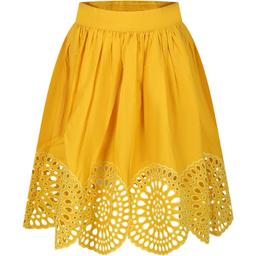 Stella McCartney Kids Yellow Skirt For Girl With Macramé Lace.