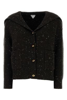Bottega Veneta Melange Dark Brown Wool Blend Cardigan