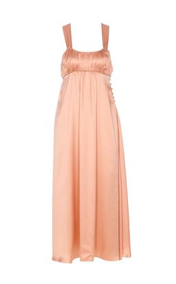 Chloé Long Ruffled Sleeveless Silk Satin Dress