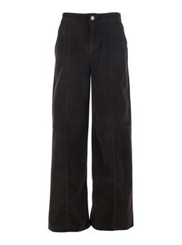 TwinSet Brown Pants With Belt Loops In Ribbed Velvet Woman