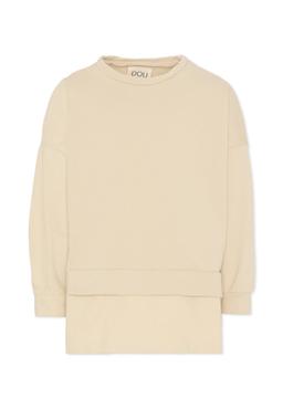 Douuod Beige Sweatshirt For Girl With Logo