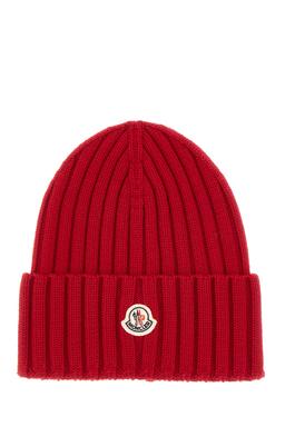 Moncler Red Wool Beanie Hat
