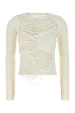 MM6 Maison Margiela Ivory Cotton Blend Sweater