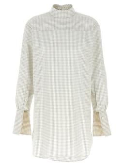 Dries Van Noten Grid Mock-neck Long Sleeved Shirt
