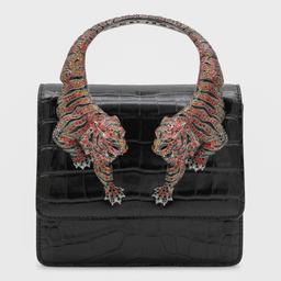 Roberto Cavalli Black Leather Top Handle Bag