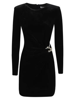 self-portrait Black Velvet Embellished Mini Dress