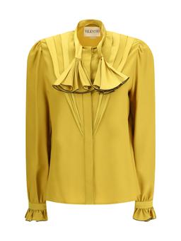 Valentino Silk Ruffle Pleated Blouse