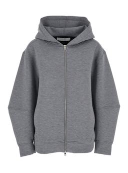 Tela Grey Hoodie With Dropped Shoulder In Cotton Blend Woman