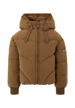 Monnalisa Brown Bomber Jacket For Girl With Logo Patch