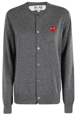 Comme des Garçons Play Round Neck Cardigan Red Emblem