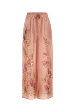Zimmermann Antiqued Pink Satin Cascadian Pyjama Pant