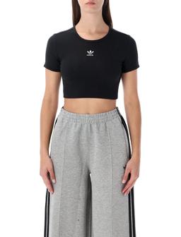 Adidas Originals Black Essentials Ribbed Cropped T-shirt