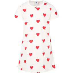 Petit Bateau White Nightgown For Girl With Logioed Hearts