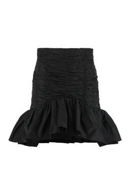 Patou Gathered Techno Satin Mini Skirt