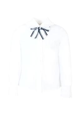 Monnalisa White Shirt For Girl With Bow