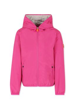 Save the Duck Fuchsia Windbreaker Jacket For Girl With Logo