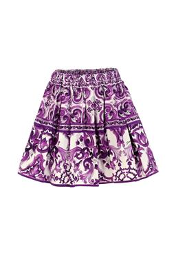 Dolce & Gabbana Purple Skirt For Girl With Majolica Print