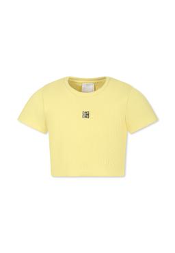 Givenchy Yellow Crop T-shirt For Girl With 4g Motif