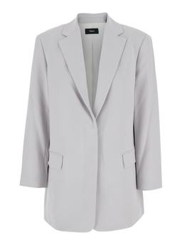 Theory Grey Single Breasted Jacket With Classic Lapels In Tech Fabric Woman
