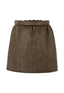 Douuod Brown Skirt For Girl With Logo