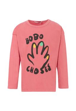 Bobo Choses Pink T-shirt For Girl With Hand