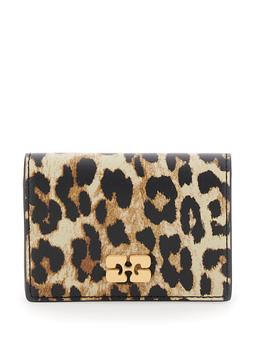 Ganni Bou Wallet In Animalier Leather