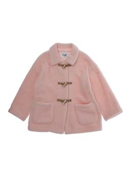 Il Gufo Pink Coat With Classic Collar And Logo Lettering Embroidery On The Sleeve In Tech Fabric Girl
