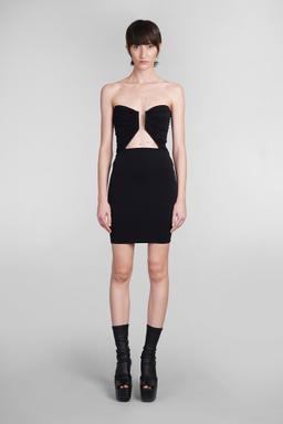 Rick Owens Jersey Prong Mini Dress In Black Nylon
