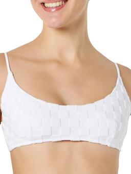 MC2 Saint Barth Woman White Check Terry Bralette Swimsuit