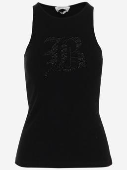 Blumarine Stretch Cotton Tank Top With Logo