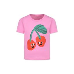 Stella McCartney Kids Pink T-shirt For Girl With Cherries