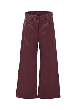 MSGM Burgundy Trousers For Girl With Logo