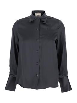 SEMICOUTURE Grey Shirt With Classic Collar In Silk Woman