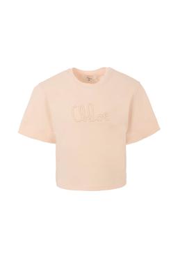 Chloé Pink Crop T-shirt For Girl With Logo