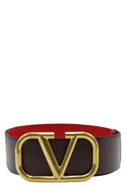 Valentino Garavani Elegant Brown Belt With Red Interior