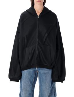 Alexander Wang Black Crinkled Effect Hoodie Sweatshirt