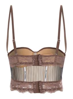 Des Phemmes Multicolor Bustier Style Top With Front Crystal Embellishments And All-over Striped Motif In Cotton Woman