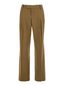 Federica Tosi Beige Palazzo Pants With Pences On The Front In Tech Fabric Woman