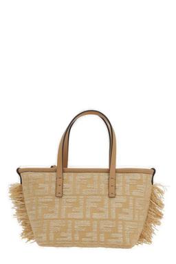 Fendi Mini Roll Ff Jacquard Fringed Tote Bag